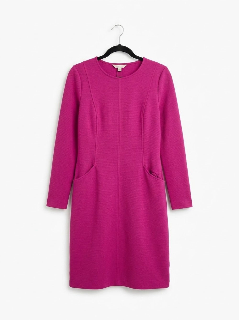Boden Pink Long Sleeve Ottoman Dress with Front Pockets - Size 8 Long